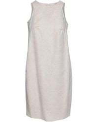 Conquista - Neutrals Linen Sand Colour Sleeveless Sack Dress - Lyst