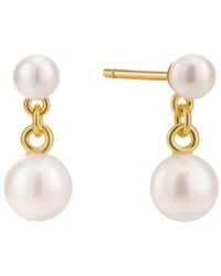 Vanhi - Double Freshwater Pearl Drop Stud Earrings - Lyst