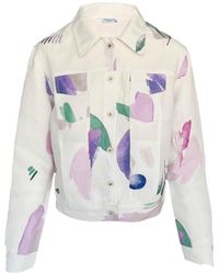 Haris Cotton - Printed Flap Pocket Linen Blend Jacket Tree - Lyst