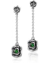 Unaloe - Rocks Sterling Rose Drop Earrings With Emerald Stone – Earrings For – Jewelry For - Lyst