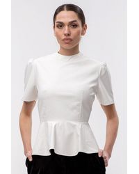 Maison Bogomil - Faux Leather Peplum Blouse - Lyst