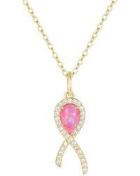 KAMARIA - Cancer Ribbon Necklace With Opal - Lyst