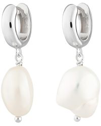 Scream Pretty Silver Baroque Pearl Huggie Earrings - Metallic