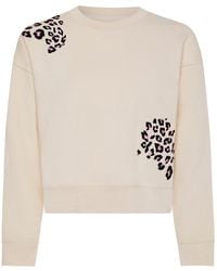INGMARSON - Leopard Embroidered Cropped Sweatshirt Ecru - Lyst