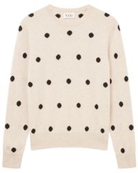 Loop Cashmere - Neutrals Intarsia Spot Crew Neck Sweater - Lyst