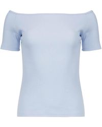 Conquista - Soft Blue Off-Shoulder Cotton Top - Lyst