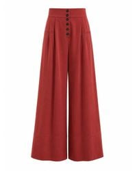 Julia Allert - Button Front Palazzo Trousers – Terracotta - Lyst