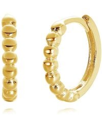 Harfi - Dainty Beaded Huggie Hoop Plated Earrings - Lyst