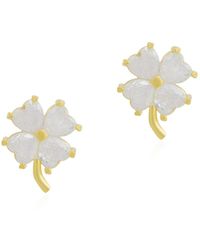 Spero London - Four Leaf Clover Sterling Stud Earrings - Lyst