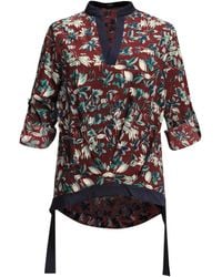 Smart and Joy - Leaves Print V-Neck Blouse - Lyst
