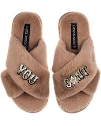 Laines London - Neutrals Classic Laines Slippers With You Cunt Brooches - Lyst