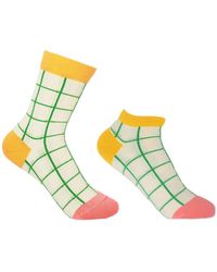 Peper Harow - Made in England - Neutrals Grid Cream Luxury Crew & Trainer Socks Bundle - Lyst