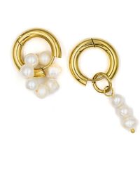 Superdivajewellery - Pearl Drop Hoop Earrings - Lyst