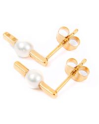 Belinda Jewelz - Sadie Pearl Bar Studs - Lyst