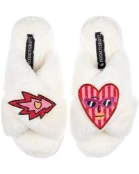 Laines London - Neutrals Classic Laines Slippers With Electric Love Brooches - Lyst