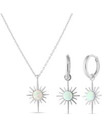 Spero London - Opal Northernstar Sterling Pendant Necklace & Earring Set - Lyst