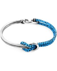 Anchor & Crew Blue Noir Tay Silver & Rope Half Bangle