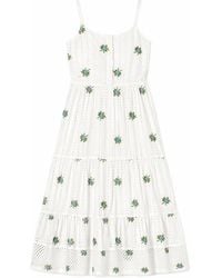 Yumi' - Cotton Embroidered Broderie Anglaise Midi Sun Dress - Lyst