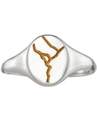 Posh Totty Designs - Sterling Silver Oval Kintsugi Signet Ring - Lyst