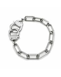 Jagged Halo Jewelry - Love Bond Handcuff Chain Bracelet Stainless Steel Rhodium Plating - Lyst