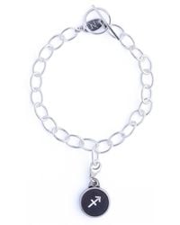 N'damus London - Sagittarius Zodiac Sterling & Leather Curb Bracelet - Lyst