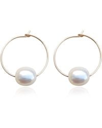 Kiri & Belle - Olivia Large Pearl Wire Hoop Filled Earrings - Lyst