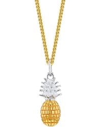 True Rocks - Mini Pineapple Pendant 2Tone 18Kt Plated & Sterling On Chain - Lyst