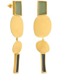Joidart - Extra-Long Golden Earrings Collage Multicolored - Lyst