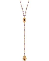 Karma and Luck - Amethyst Evil Eye Hamsa Lariat Necklace – Protection & Peace Jewelry – Peace Of Spirit - Lyst