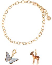 Fable England - Cable Chain Bracelet, Enamel Fawn Charm, Enamel Blue Butterfly Charm - Lyst