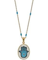 Ebru Jewelry - Blessed Hamsa Hand Turquoise Necklace-gold - Lyst
