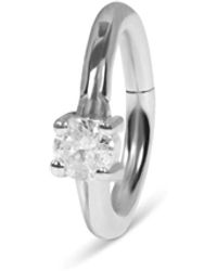 Zohreh - Mini Diamond Solitaire Seamless Huggie Hoop Earring 14K - Lyst