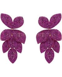 LÁTELITA London - Rose Petal Cascading Flower Earrings Rosegold Ruby Cz - Lyst