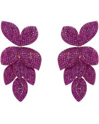 LÁTELITA London - Petal Cascading Flower Earrings Rosegold Ruby Cz - Lyst