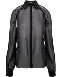 AVENUE No.29 - Gathered Raglan Sleeve Silk Buttoned Down Shirt - Lyst