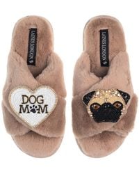 Laines London - Classic Laines Slippers With Franki The Fawn Pug & Dog Mum Mom Brooches - Lyst