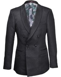 DAVID WEJ - Kensington Double Breasted Shawl Lapel Jacquard Blazer - Lyst