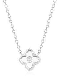 Spero London - Enamel Four Leaf Clover Necklace With Gemstone - Lyst