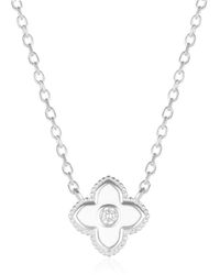 Spero London - White Enamel Four Leaf Clover Necklace With Gemstone In Sterling Silver - Lyst