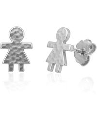 Unaloe - Hammered Sterling Girl Earrings – Symbol Of Maternal Love – Jewellery For - Lyst