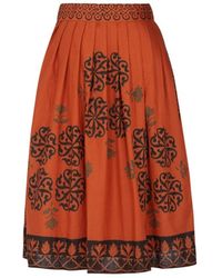 Nesavaali - Rust Printed Handcrafted Midi Skirt - Lyst