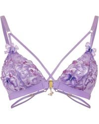 Empress Mimi - Madame X Lilac Lace Strappy Bralette With Butterfly Detail - Lyst