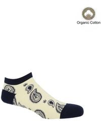 Peper Harow - Made in England - Neutrals Paisley Trainer Socks – Cream - Lyst