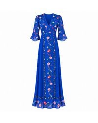 Rose & Nancy - Tory Botanical Floral Border Print Maxi Dress - Lyst