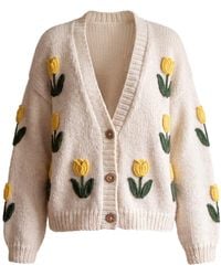 Ana Chic - Neutrals Tulip Handmade Knitted Cardigan - Lyst
