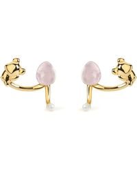 Freqnc Atelier - Cuddly Bear Earrings Rose Quartz Ear Jackets - Lyst