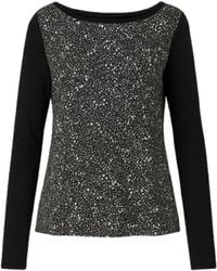Conquista - Elegant Two-Tone Long-Sleeve Top With Textured Front Panel - Lyst