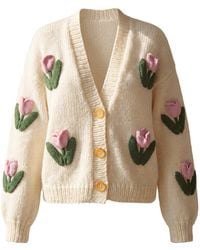Ana Chic - Neutrals Tulip Handmade Knitted Cardigan - Lyst