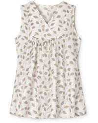 House of Gl - Neutrals Nira Cotton Sleeveless V-Neck Blouse With Leaf Print - Lyst