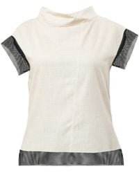 Metamorph - Neutrals Turtleneck Linen Top - Lyst